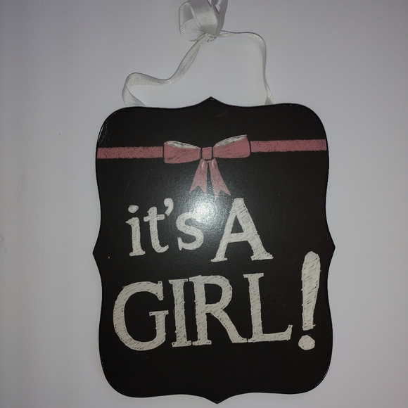 It's a Girl Wooden Sign, It's a Girl Baby Shower Decor, Gender Reveal Decor, Bow - Picture 4 of 11